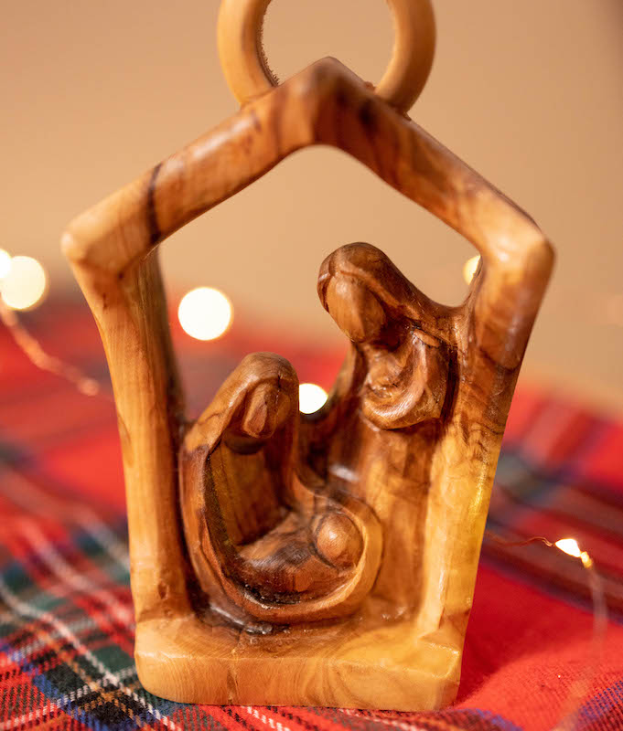 one-piece olive wood nativity scene